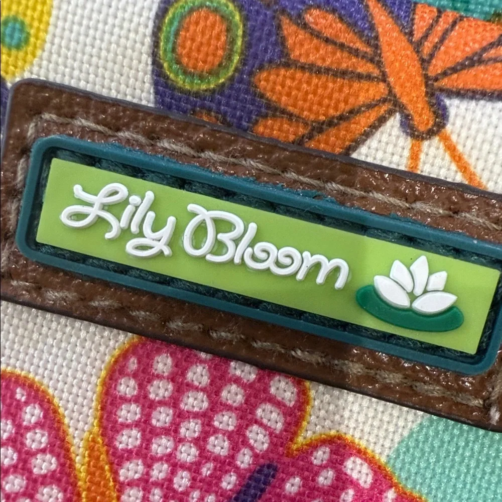 Lily Bloom Cream Crossbody Bag with Multicolor Butterfly Print and Brown Trim - Picture 12 of 12